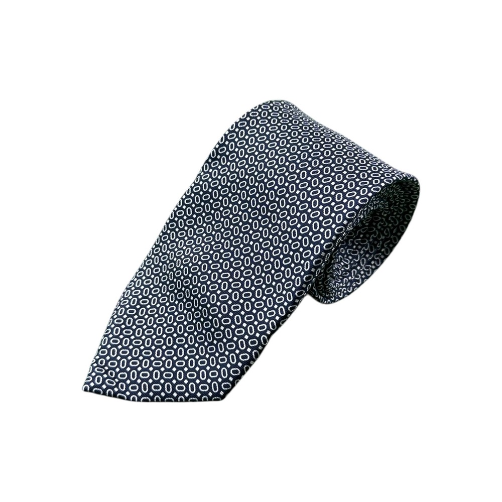 Talarico Italy Silk Tie Navy Blue Geometric Capo di Chief Staff 63".  7 Fold